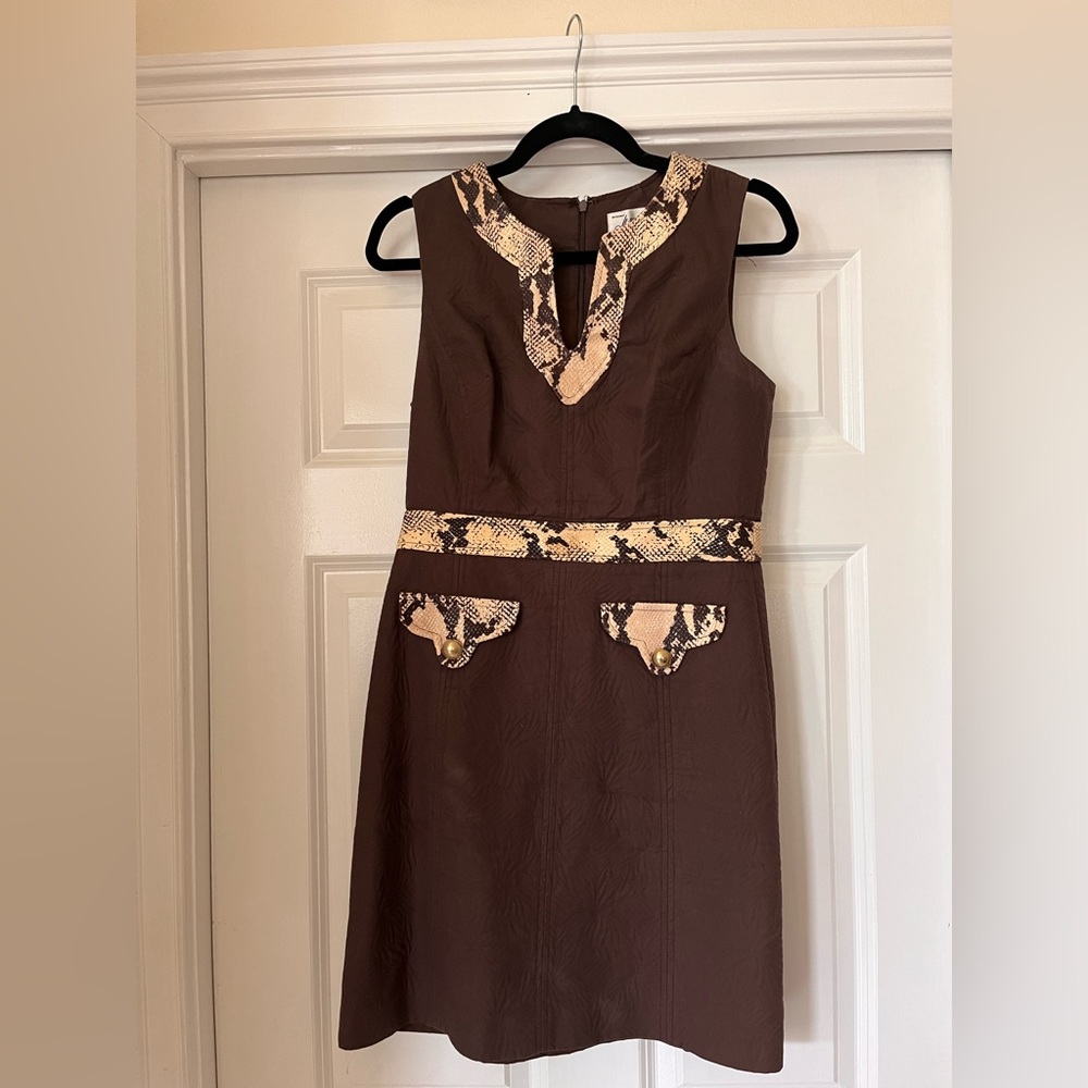 Milly SIze 4 Dress with Snakeskin Trim Excellent Condition!